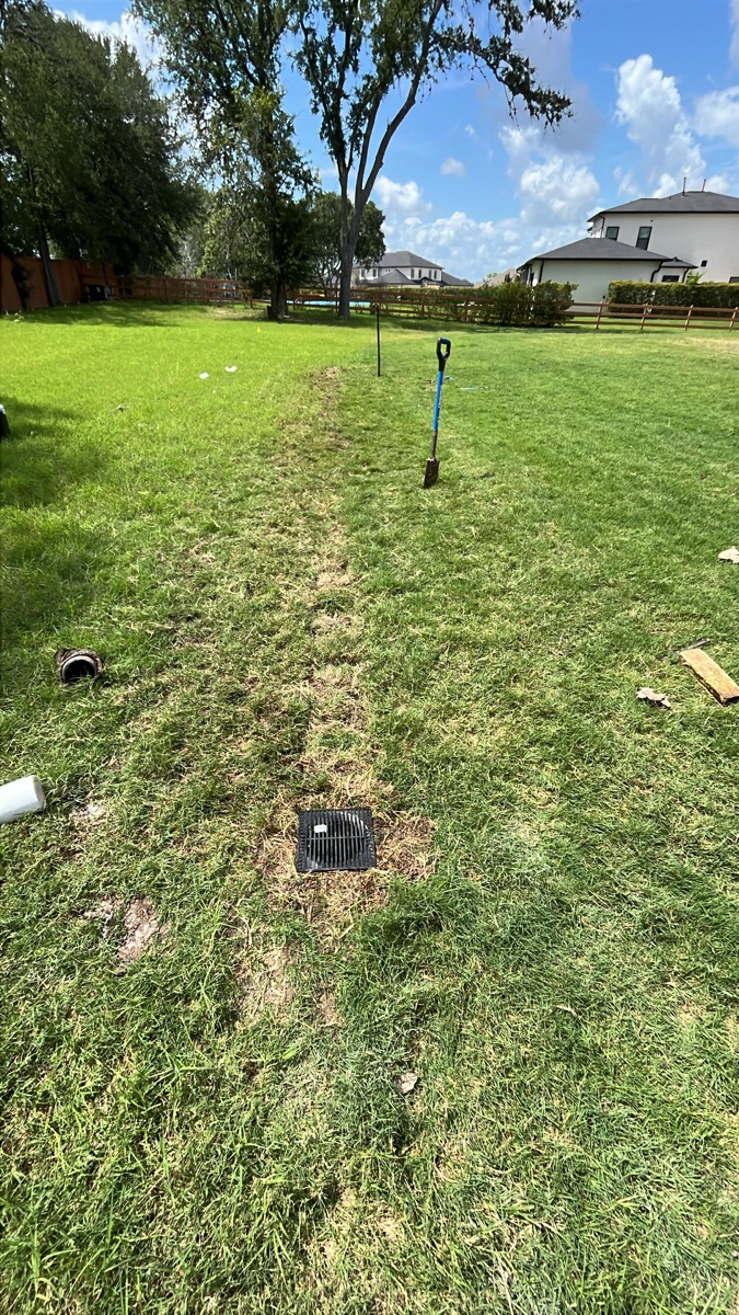 Catch basin drain installed in a Cinco Ranch, Katy TX yard